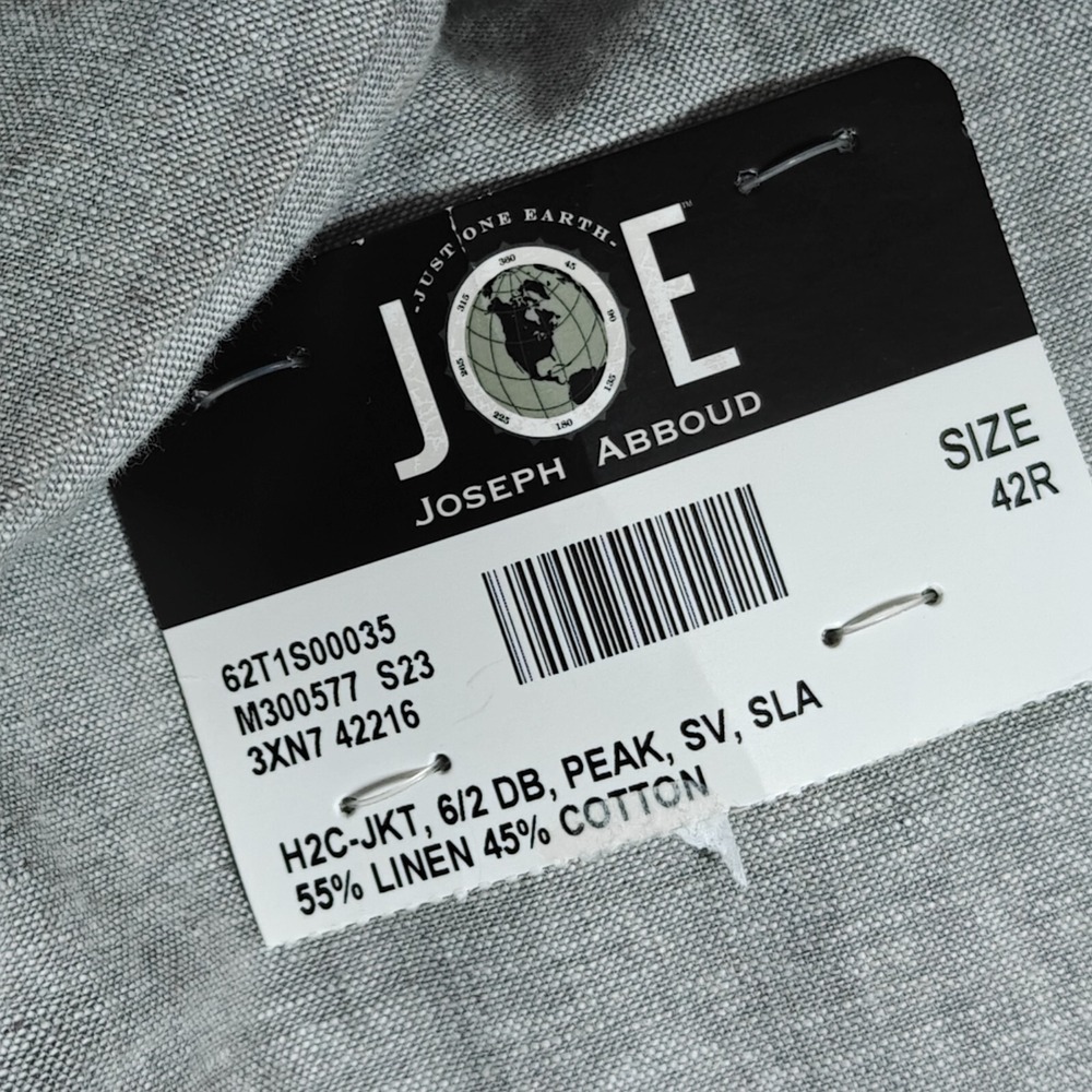 Joseph Abboud Men's Double Breast Sport Coat Gray Linen Cotton Blend Slim 42R - Picture 10 of 16